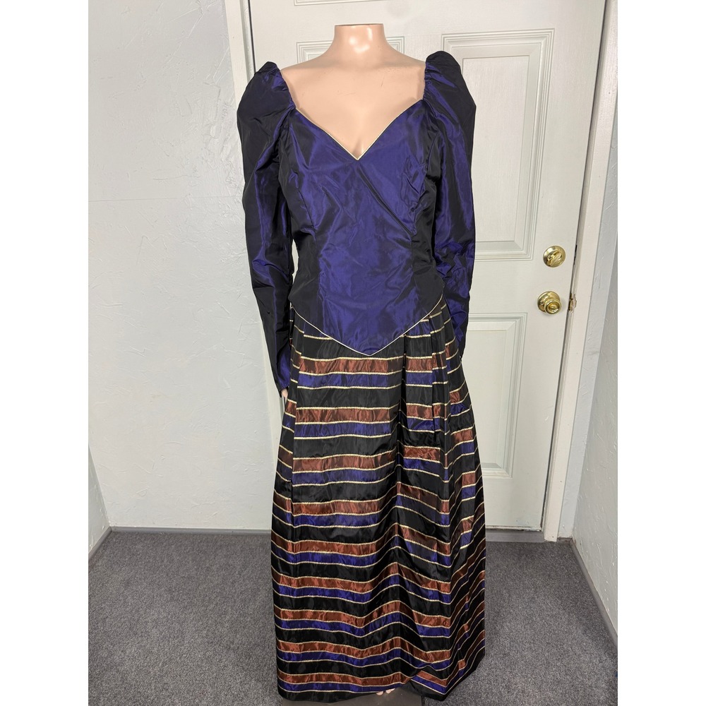 Vintage 70s 80s Bianchi Dress 16 Party Evening Acetate Formal Long Maxi F4-1